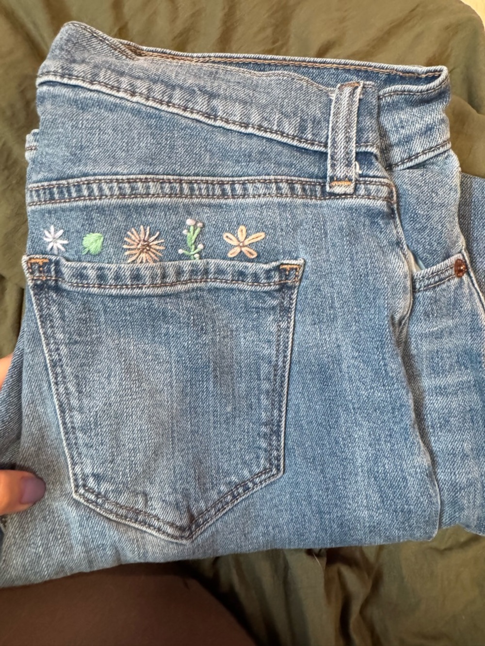 Old Navy High-Rise Light Blue Jeans with Floral Embroidery